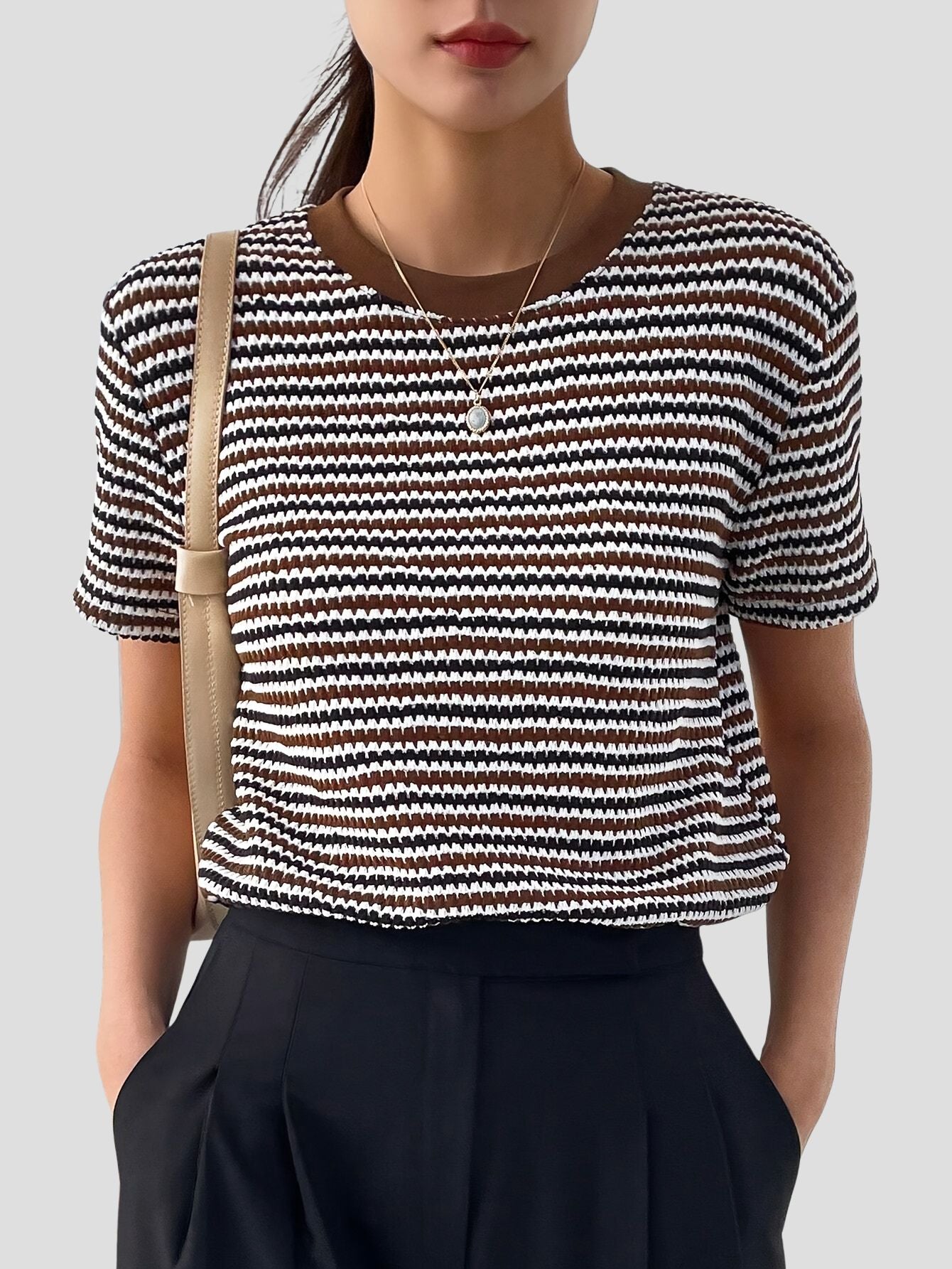 Elegant Striped Crew Neck T-Shirt