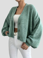 Knit V-Neck Button Cardigan