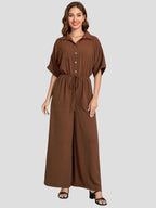 Women's Lapel Wide Leg Jumpsuit