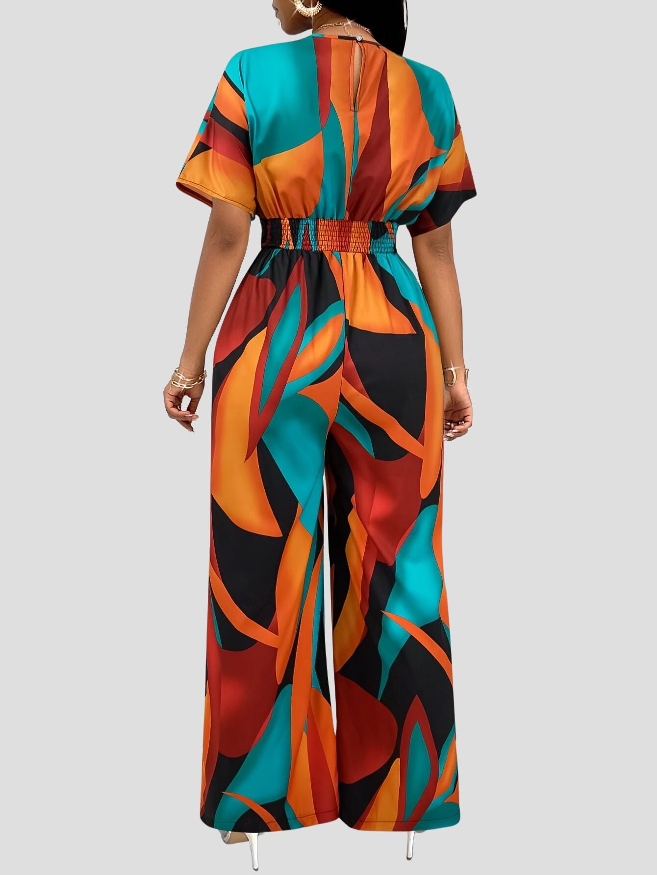 Vibrant Floral Print Batwing Jumpsuit