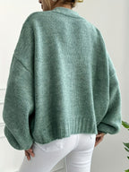 Knit V-Neck Button Cardigan