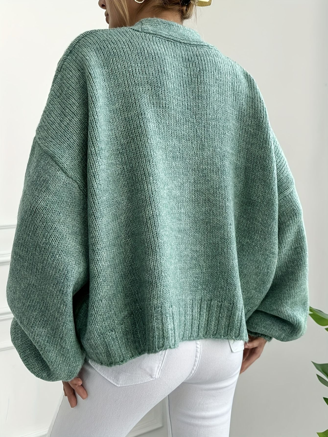Knit V-Neck Button Cardigan