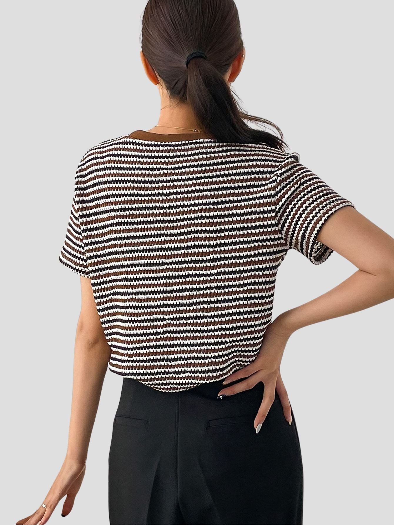 Elegant Striped Crew Neck T-Shirt