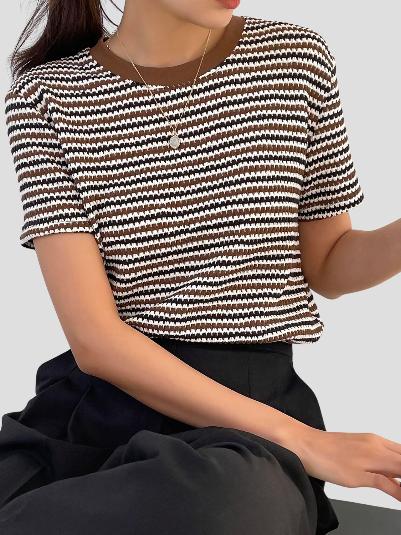 Elegant Striped Crew Neck T-Shirt