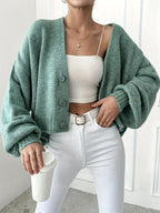 Knit V-Neck Button Cardigan
