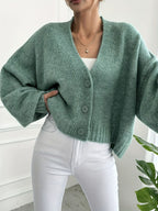 Knit V-Neck Button Cardigan