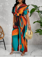 Vibrant Floral Print Batwing Jumpsuit
