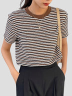 Elegant Striped Crew Neck T-Shirt