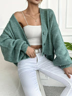 Knit V-Neck Button Cardigan